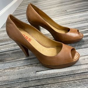 KORS Michael Kors platform peep toe heels.